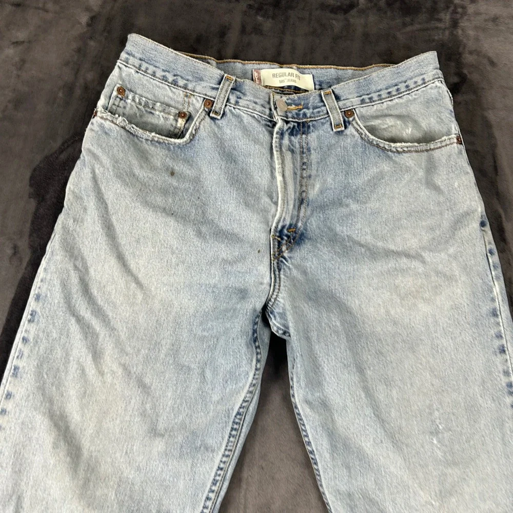 Levi's 505 Regular Fit Jeans Mens W34 L32 Light Wash Denim Straight Leg